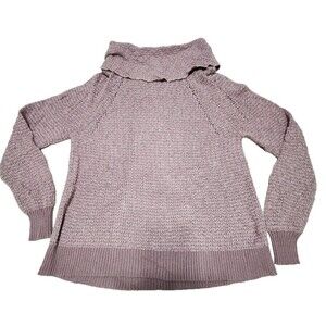 Free People By Your Side Mauve Cowl Neck Sweater Pullover Size XS Cotton Blend